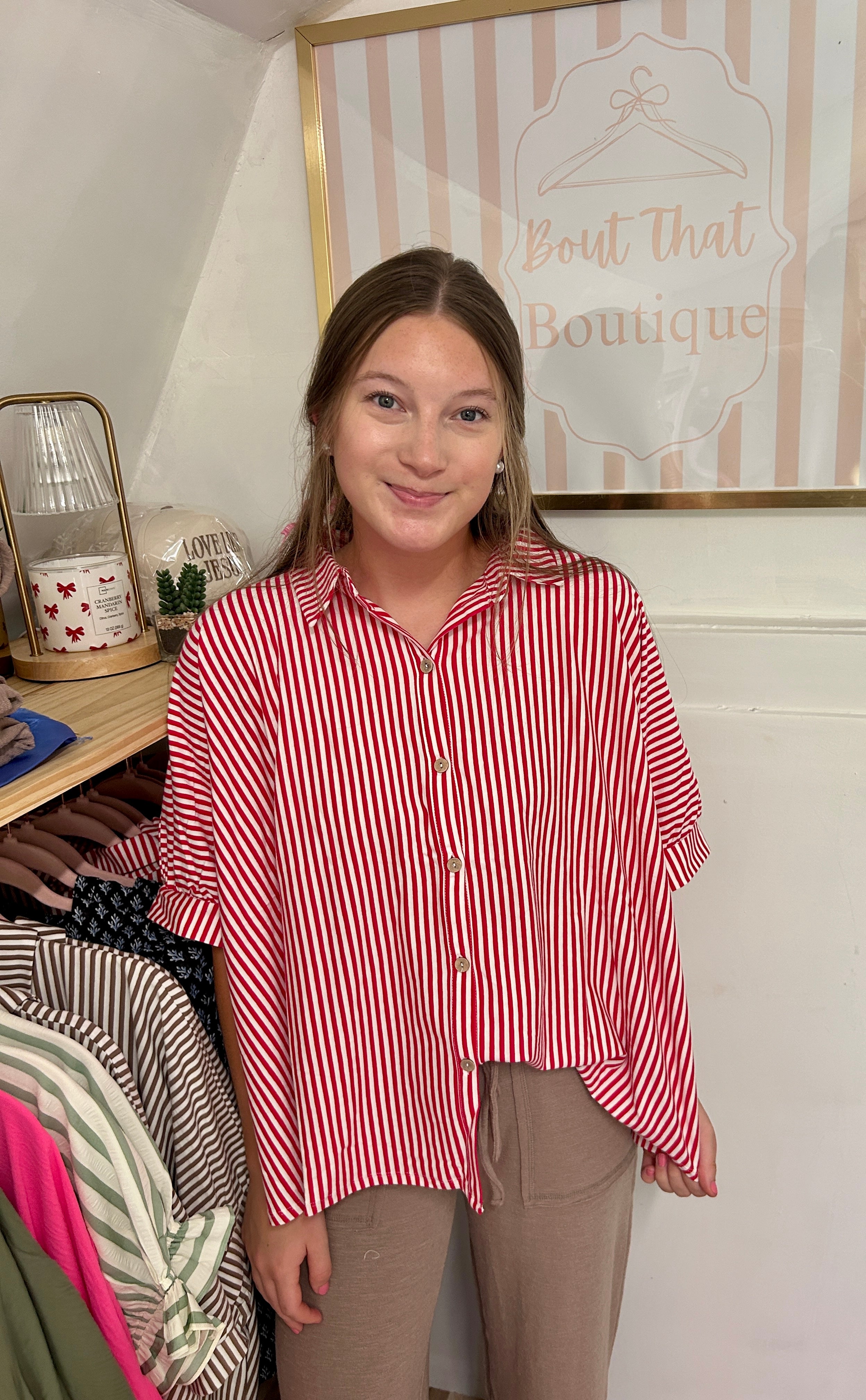 Classic Red Stripe Blouse