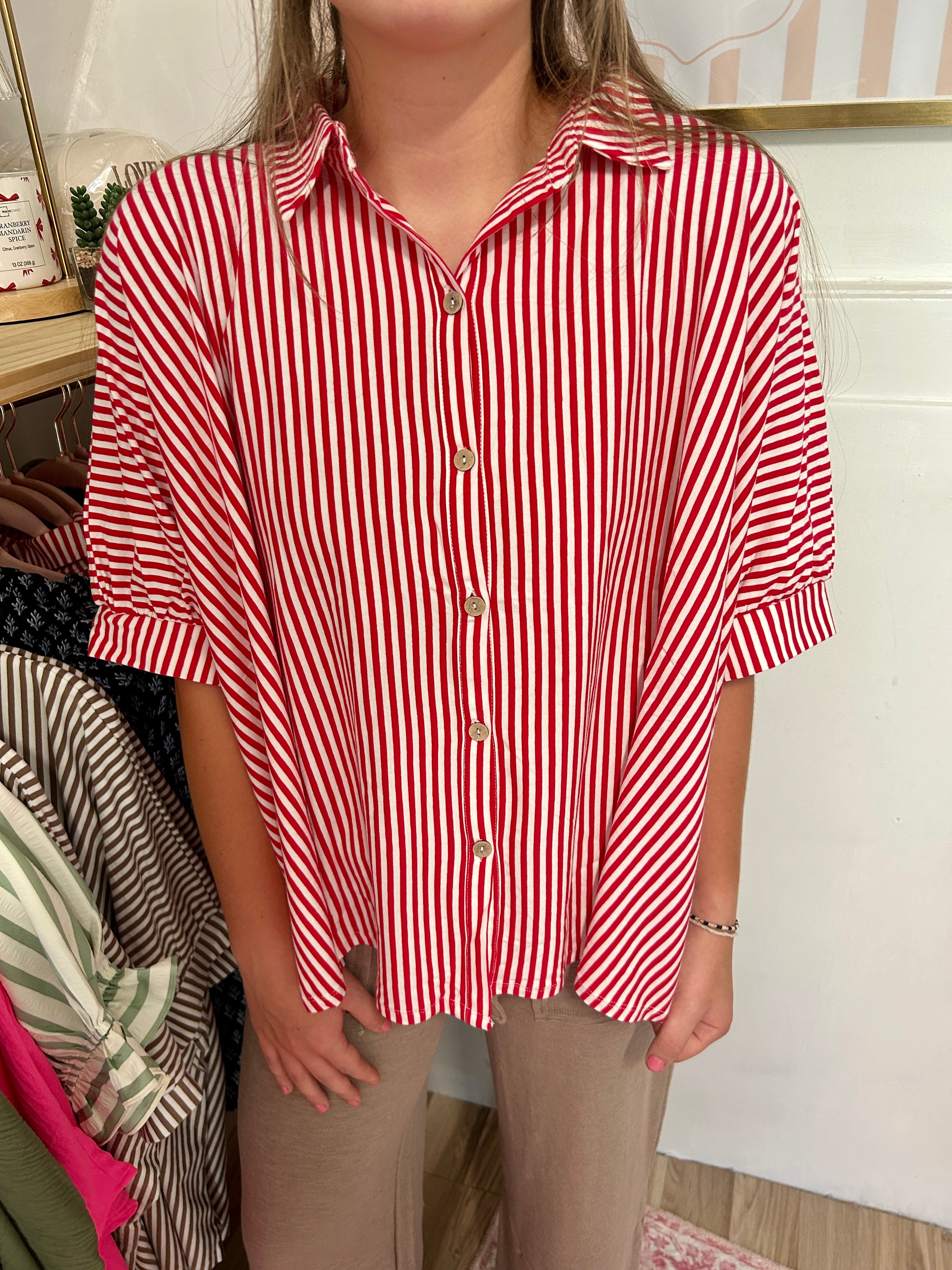 Classic Red Stripe Blouse