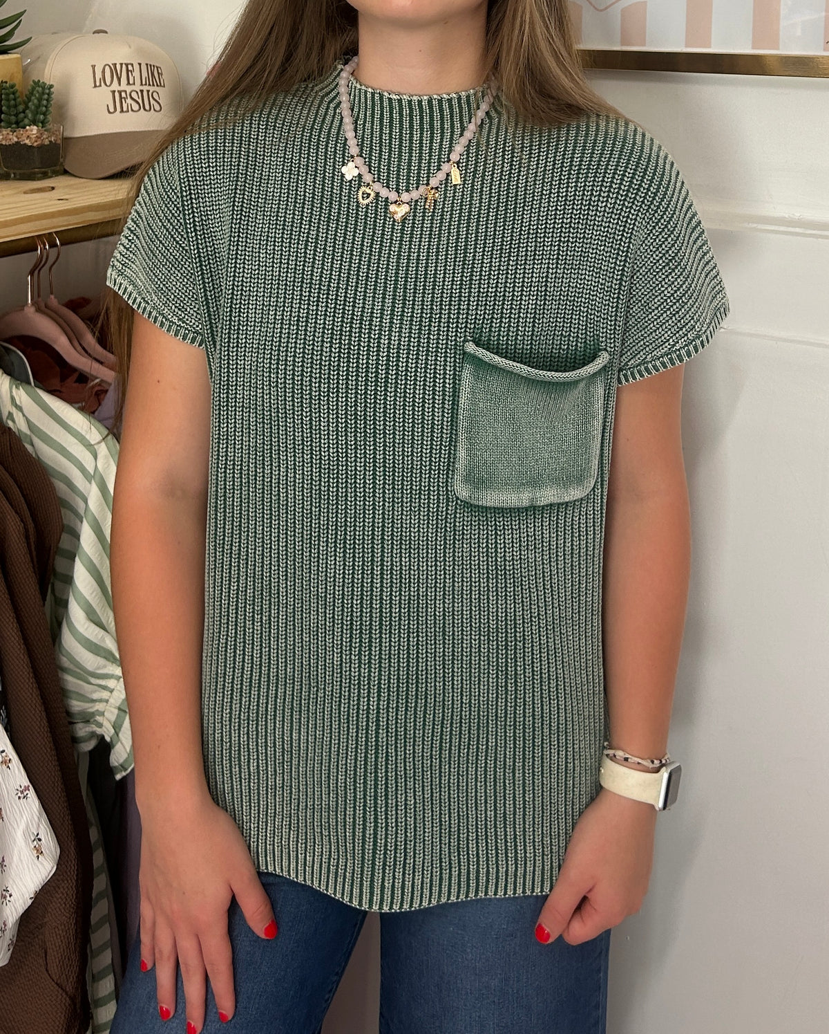 Evergreen Pocket Top